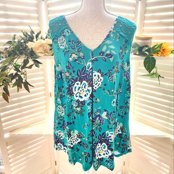 DANIEL RAINN NEW GREEN FLORAL LACE BLOUSE SIZE 2X - Picture 1 of 6